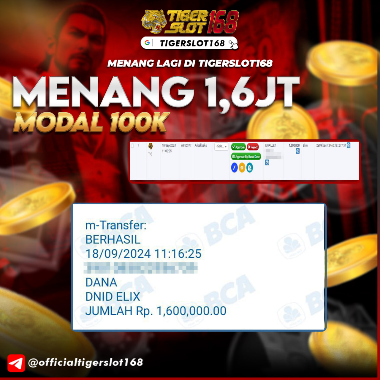 Gambar UPDATE KEMENANGAN TERBARU MEMBER TIGERSLOT168